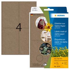 HERMA 2074 selbstklebendes Etikett Abgerundetes Rechteck Permanent Braun 96 Stück(e)