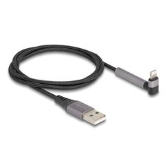 DeLOCK Daten- und Ladekabel USB Typ-A zu Lightning für iPhone, iPad, iPod gewinkelt mit Ständerfunktion schwarz 1,5 m MFi