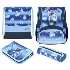Herlitz Loop Plus Cosmic Explorer Schulranzen-Set Junge Polyester Blau, Dunkelblau
