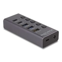 DeLOCK 64248 Schnittstellen-Hub USB 3.2 Gen 1 (3.1 Gen 1) Type-C 5000 Mbit/s Grau