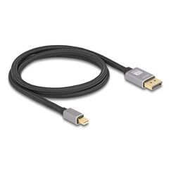 DeLOCK Mini DisplayPort zu DisplayPort Kabel 8K 60 Hz 1 m grau Metall ohne Einrastfunktion, Farbe: Grau, Länge: 1 m