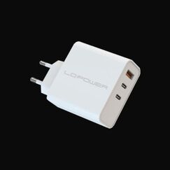 LC-Power LC-GAN-65 Ladegerät für Mobilgeräte Universal Weiß AC Schnellladung Drinnen