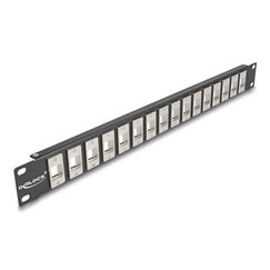 DeLOCK 19″ Keystone Patchpanel 16 Port 1 HE schwarz