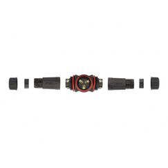 DeLOCK Kabelverbinder T-Form für Außenbereich 3 Pin, IP68 wasserdicht, schraubbar, Kabeldurchmesser 4,5 - 7,5 mm schwarz