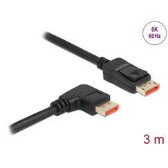 DeLOCK DisplayPort Kabel Stecker gerade zu Stecker 90° rechts gewinkelt 8K 60 Hz 3 m