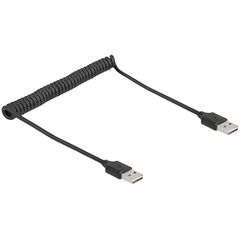 DeLOCK Spiralkabel EASY-USB 2.0 Typ-A Stecker zu EASY-USB Typ-A Stecker 0,5 m bis 0,8 m schwarz