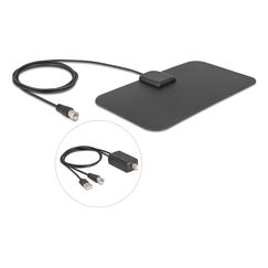 DeLOCK DAB+ DVB-T2 Antenne F Stecker 5 - 25 dB aktiv omnidirektional schwarz Klebemontage