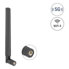 DeLOCK 5G LTE GNSS WiFi 6 Antenne SMA Stecker 0,9 - 4,1 dBi 183 mm omnidirektional mit Kippgelenk schwarz