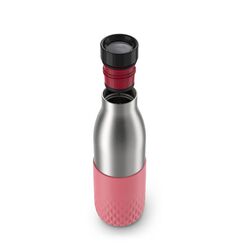 EMSA Bludrop Sleeve N3110800 Trinkflasche Fitness, Sport 500 ml Edelstahl Koralle, Edelstahl, Farbe: Koralle, Edelstahl