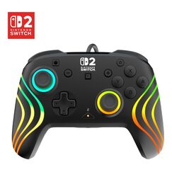 Turtle Beach Afterglow Wave Schwarz Kabelgebundener RGB-Gaming-Controller Offiziell lizenziert für Nintendo Switch 2, Farbe: Schwarz