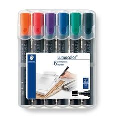 Staedtler Lumocolor Permanent-Marker Meißel Schwarz, Blau, Grün, Rot, Violett, Gelb 6 Stück(e)