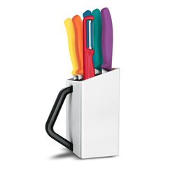 Victorinox Classic Messerblock farbig ass. 7tlg, bestückt 1 Sparschäler, 5 Messer