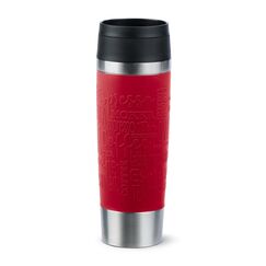 EMSA Travel Mug Classic Isolierbecher 0,5L Dunkelrot N20222, Farbe: Schwarz, Rot, Edelstahl