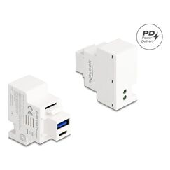 DeLOCK Keystone Modul mit USB Typ-A und USB Type-C™ Ladebuchse PD 20 W weiß