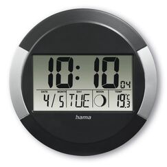 Hama Ischia Funkgesteuerte Uhr Rund Schwarz, Silber