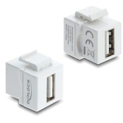 DeLOCK Mini Keystone Modul Kupplung USB 2.0 Typ-A Buchse zu USB 2.0 Typ-A Buchse weiß