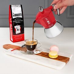 Bialetti Moka induction Mokka-Kanne 0,1 l Rot, Silber