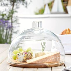 LEONARDO 018519 Serviergeschirr Glas, Holz Transparent, Holz Rund Servierplatte