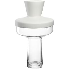 LEONARDO RIVA Vase Pilzförmige Vase Keramik, Glas Transparent, Weiß