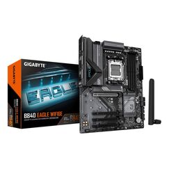 GIGABYTE B840 EAGLE WIFI6E Mainboard - AMD Ryzen 9000 Prozessoren, 8+2+2 Phasen VRM, bis zu 8200MHz DDR5(O.C), 2xPCIe 4.0 + 1xPCIe 3.0 M.2, Wi-Fi 6E, 2.5GbE LAN, USB 3.2 Gen 2