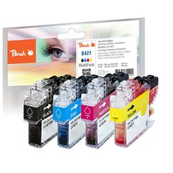Peach Spar Pack Tintenpatronen kompatibel zu Brother LC-421, LC-421VALP