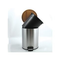 Spirella 10.00008 Mülleimer 5 l Stahl, Bambus Grau, Beige