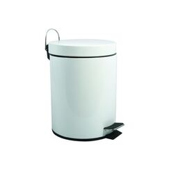 MSV 100160 Mülleimer 5 l Rund Stahl Weiß, Edelstahl