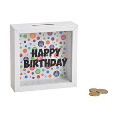 G. Wurm Happy Birthday Spardose Weiß Glas, Holz 1 Stück(e)