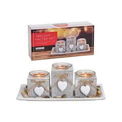 G. Wurm 10028482 Kerzenständer Holz Grau, Weiß