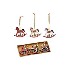 G. Wurm 10041300 Christbaumschmuck Weihnachtsbaumschmuck Holz Rot, Weiß, Holz 6 Stück(e)