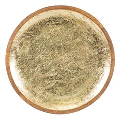 Kadastar 100900 Serviergeschirr Holz Gold Rund Kuchenplatte