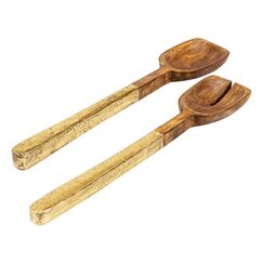 Kadastar 100904 Löffel Salatlöffel Holz Gold, Holz 2 Stück(e)