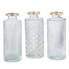 Boltze 1009981 Vase Flaschenförmige Vase Glas Gold, Transparent