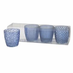 Boltze Marilu Kerzenständer Glas Blau
