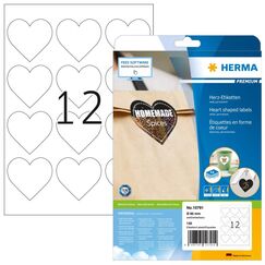 HERMA 10791 selbstklebendes Etikett Herz Permanent Weiß 120 Stück(e)