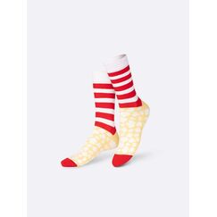 EatMySocks Pop Corn Unisex Crew-Socken Rot, Weiß, Gelb 1 Paar(e)