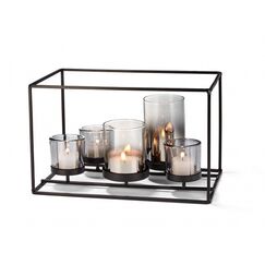 Philippi 119003 Kerzenständer Glas, Stahl Schwarz, Durchscheinend
