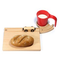 Neue Freunde 125020 Geschirrset 4 Stück(e) Holzfaser Rot, Holz, Farbe: Rot, Holz