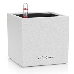 LECHUZA CANTO Stone 14 Drinnen Topfpflanzer Freistehend Recycelbarer Kunststoff Quarz-metallic, Weiß