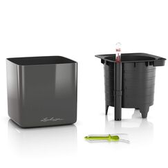 LECHUZA Cube Glossy 14 Drinnen Topfpflanzer Freistehend Polypropylen (PP) Titan, Farbe: Titan