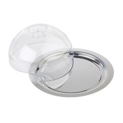 APS-Germany 13622 Serviertablett Display tray Rund Transparent, Edelstahl