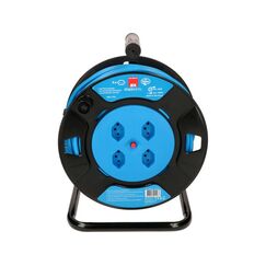 Max Hauri AG 138844 Verlängerungskabel 50 m 4 AC-Ausgänge Drinnen Schwarz, Blau