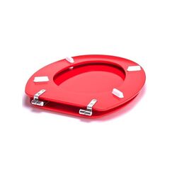 MSV 140341 Toilettensitz MDF-Platten Rot, Edelstahl