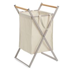 Zeller Present 14298 Wäschekorb Rechteckig Eisen, Holz, Polyester Beige, Farbe: Beige