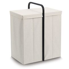 Zeller Present 14553 Wäschekorb Rechteckig Polyester, Bambus Cremefarben, Schwarz