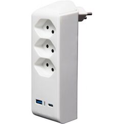 Brennenstuhl cleverLINE Abzweigstecker 3-fach weiss mit USB Typ-A und USB Typ-C drehbar bis 300° ohne Aufhänger *CH*