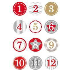 HERMA Sticker Adventskalendersticker 1-24, Rot Ø 2 cm