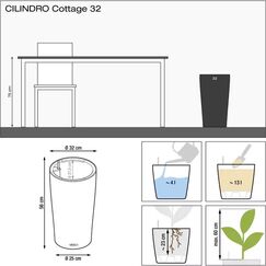 LECHUZA CILINDRO Cottage 32 Grau Kunststoff 1 Stück(e)