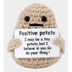 I am Creative Positive Potato, Gehäkeltes Mini Plüschtier / Glücksbringer, Braun, 7.5 x 5.5 cm