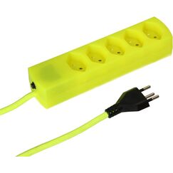 MaxTex 168135 Verlängerungskabel 2 m 5 AC-Ausgänge Drinnen Gelb